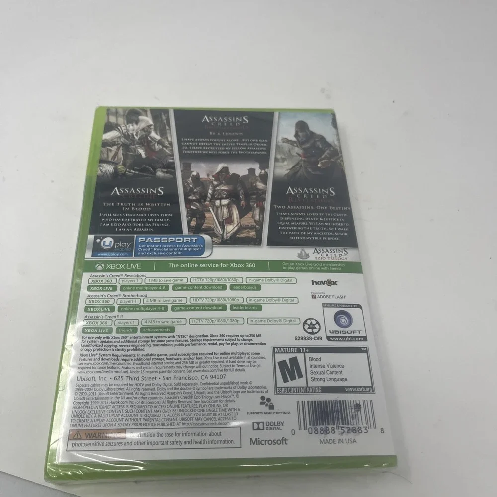 Assassin's Creed: Ezio Trilogy (Microsoft Xbox 360, 2013) New Sealed